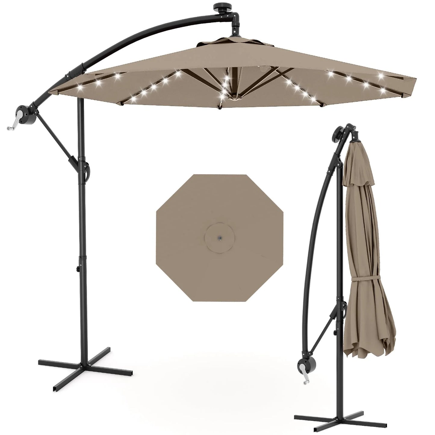 HiMISS Offset Patio Umbrella With Solar LED Lights